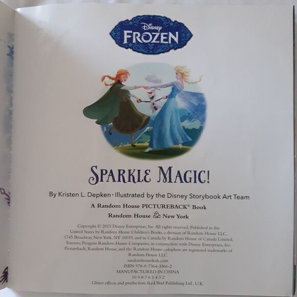 Disney Frozen Sparkle Magic Book And Poster Childrens Paperback Depken 2015 - Picture 5 of 9
